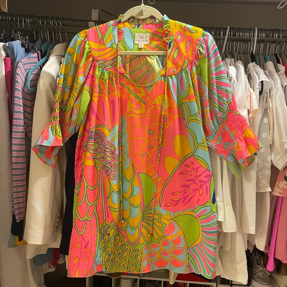 Julie Brown NYC Colorful Ruffle Neck Tunic